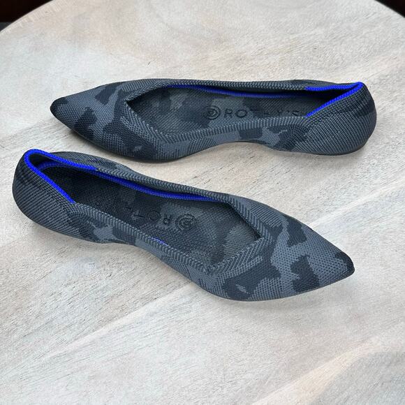 Rothy's Shoes - Rothy's The Point Dark Camo Washable Womens Size 7 Ballet Flat Gray Retired Shoe